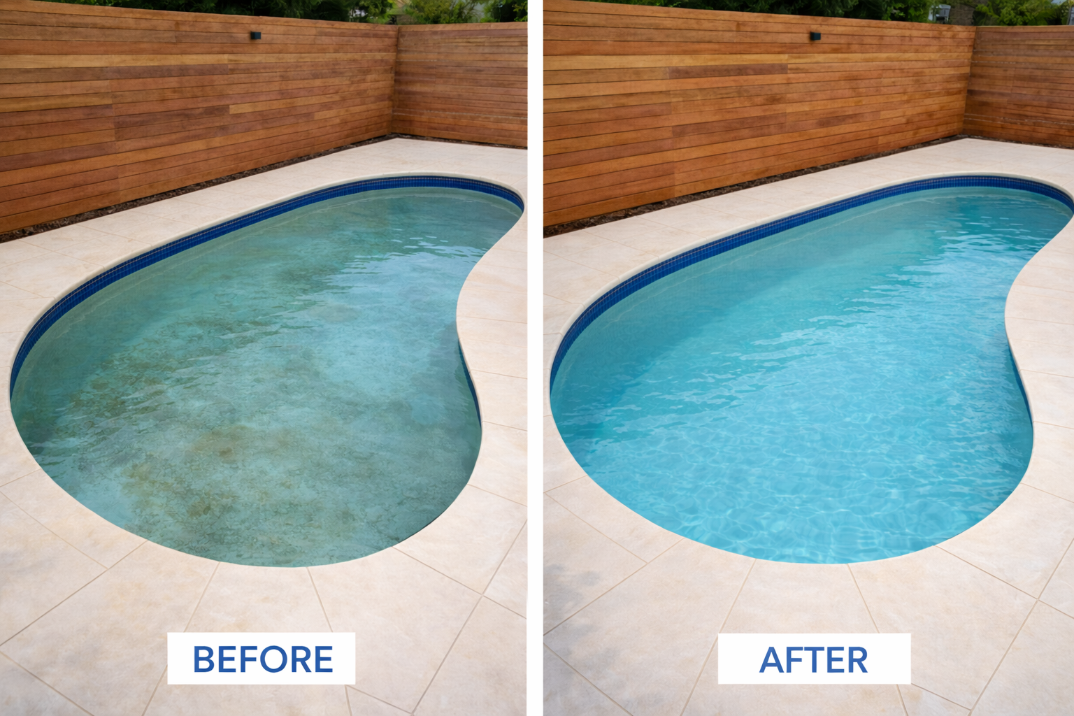 Pool stain removal before and after